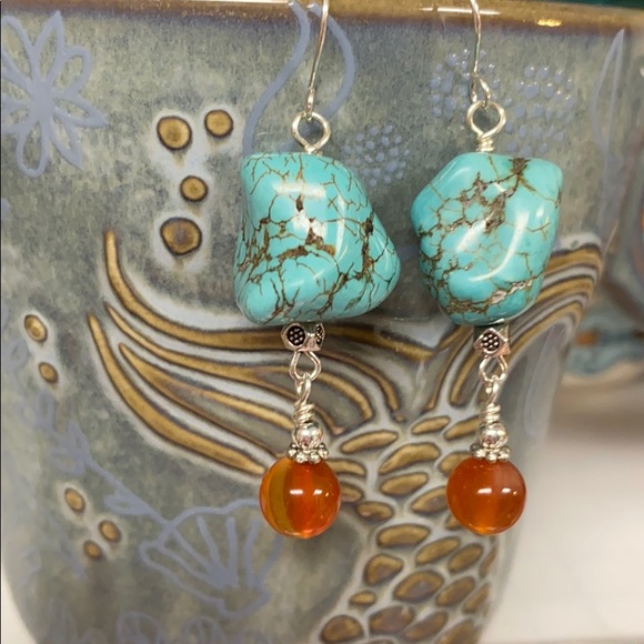 cocovalli Jewelry - Sterling silver genuine carnelian turq howlite